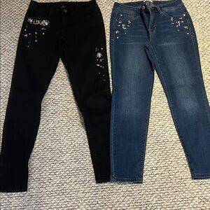 Embellished Black and Blue Women's Jeans